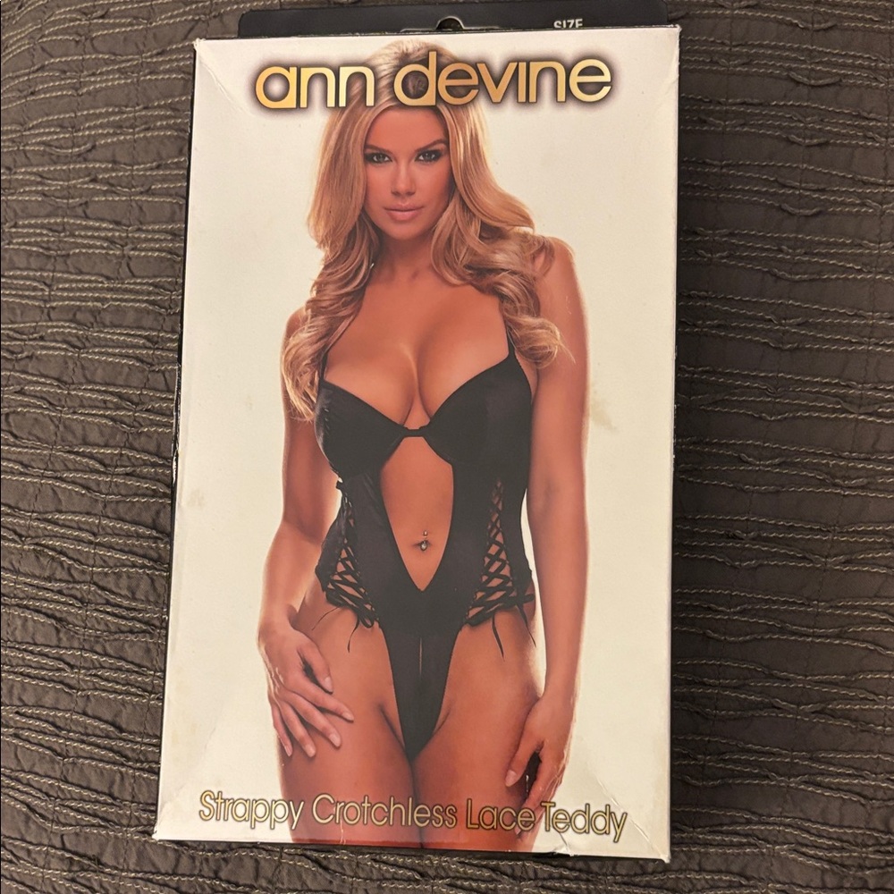 Ann Devine Black Lace Teddy NEW IN PACKAGE